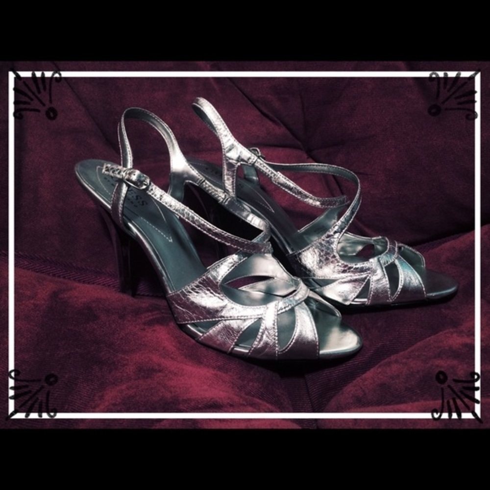 Guess by Marciano Silver Strappy Heels